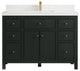 Sonoma 48 Single Sink Reeded Bath Vanity in Dark Forest Green 2" White Quartz