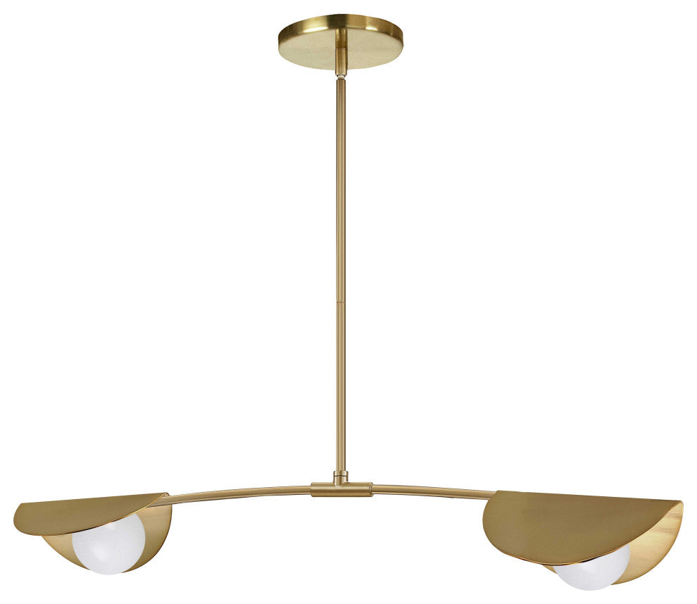 Emma Contemporary 2 Light Aged Brass White Metal Pendant