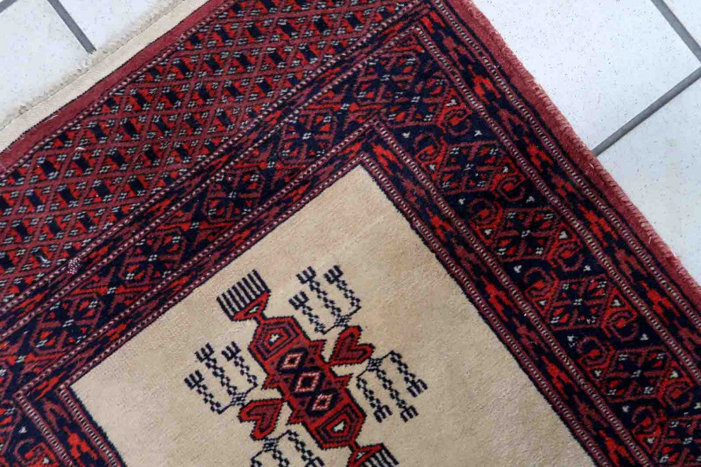 Handmade Vintage Uzbek Bukhara Runner 2'x6.2', 61cmx190cm 1960s