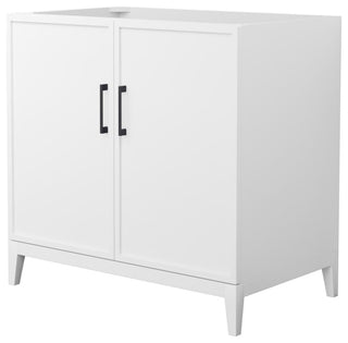 Elan 36" Single Vanity, White, No Top, No Sink, Black Trim