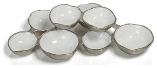 Small Cluster of 8 Round Serving Bowls, Nickel