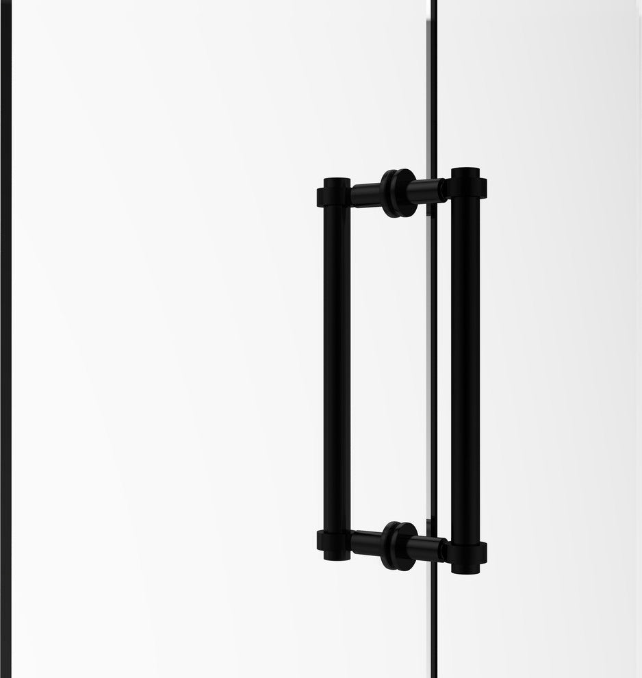 Contemporary 12" Back to Back Shower Door Pull, Matte Black