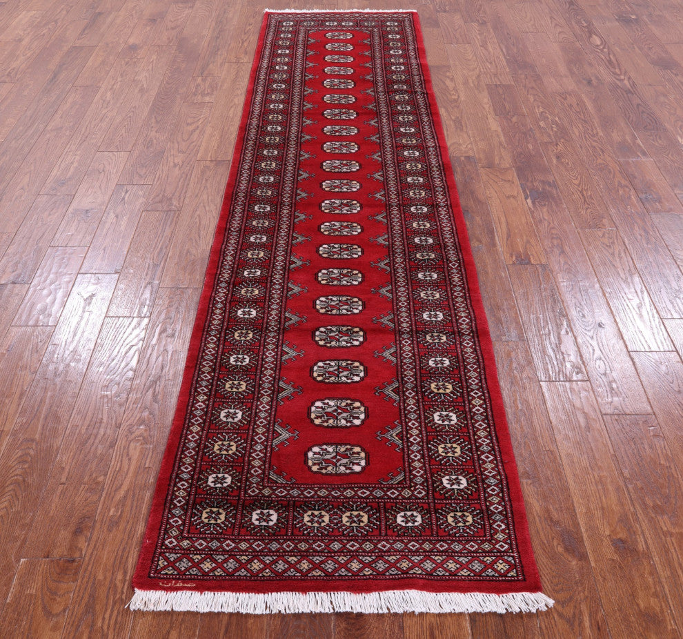 Signed Silky Bokhara Handmade Wool Runner Rug 2' 7" X 9' 10" - Q13782