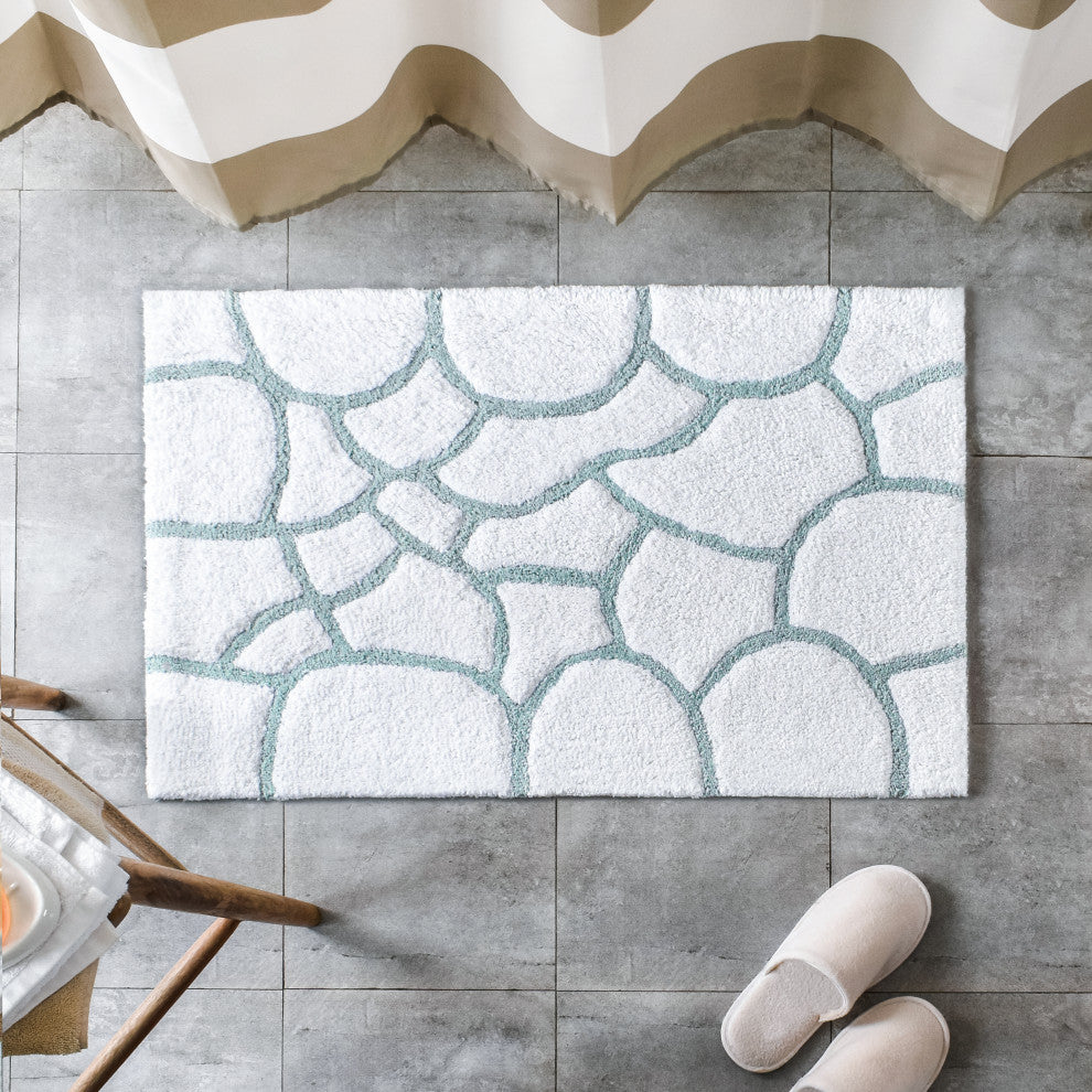 Edington Machine Tufted Bath Mat, Blue, 21x34