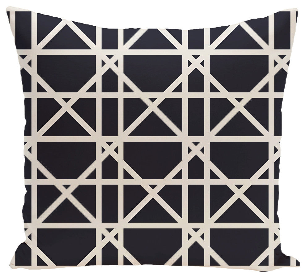 Trellis Geometric Print Pillow, Navy Blue, 18"x18"