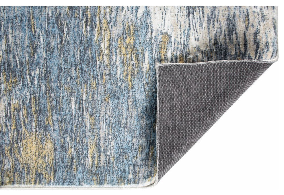 KAS Roxy 2802 Blue/Gold Mirage Area Rug, 2'x7' Runner
