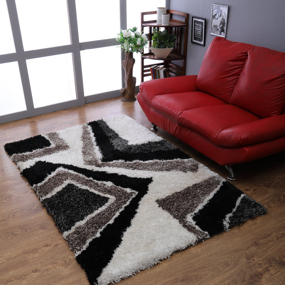 HAND TUFTED SHAG POLYESTER ECO-FRIENDLY AREA RUGS -Multicolor,Contemporary