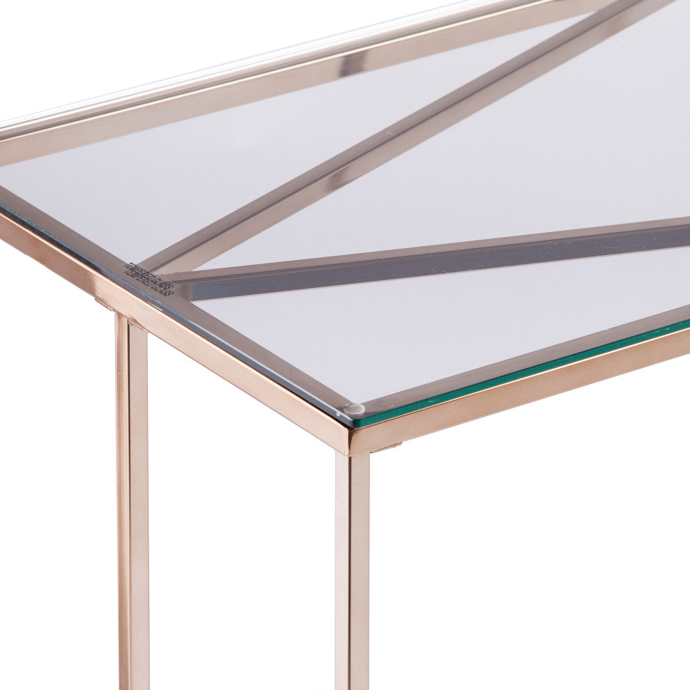 Nicholese Contemporary Glass-Top Console Table, Champagne
