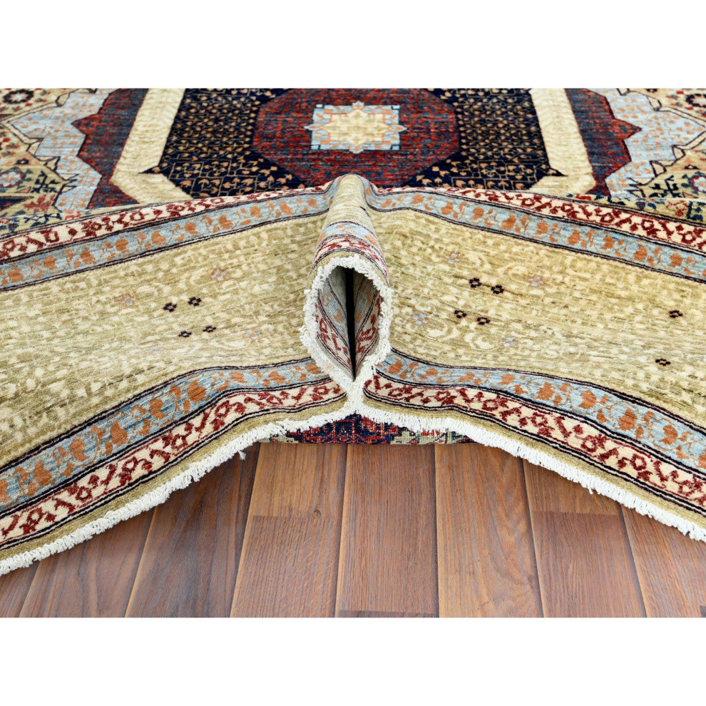 Green Shiny Wool Hand Knotted Super Fine Peshawar 200 KPSI Rug 8'2" x 10'0"