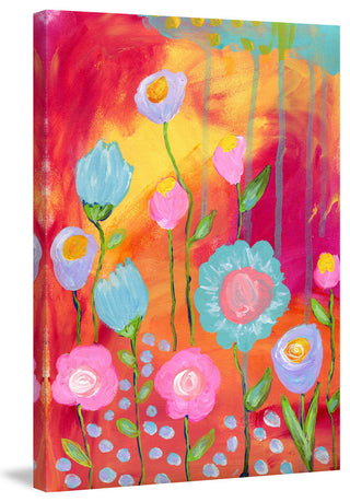 "Flowers Sunset" Painting Print on Wrapped Canvas