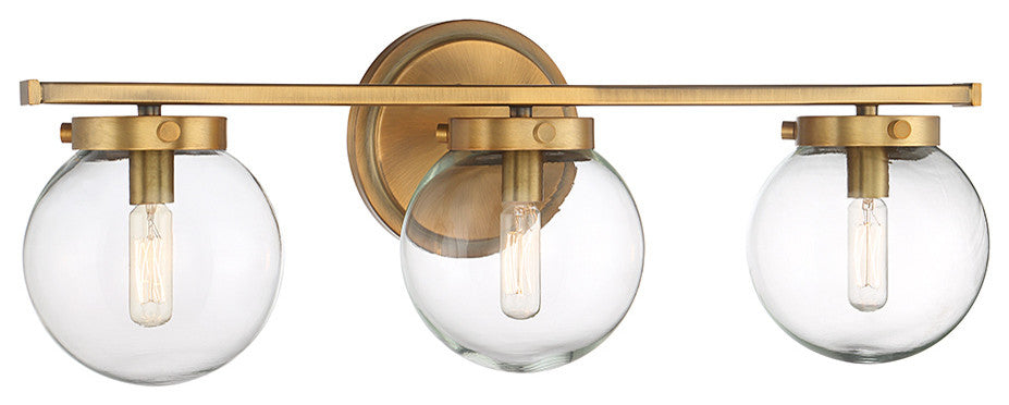3-Light Bath Bar, Natural Brass