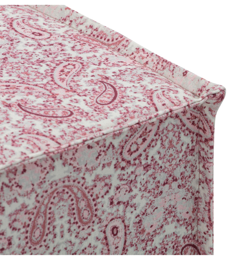 Rustic Manor Jazmyn Ottoman Upholstered, Linen, Paisley Red