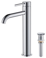 Circular Brass Single Handle Bathroom Faucet KBF1009, Chrome, With Drain
