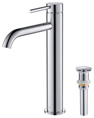 Circular Brass Single Handle Bathroom Faucet KBF1009, Chrome, With Drain
