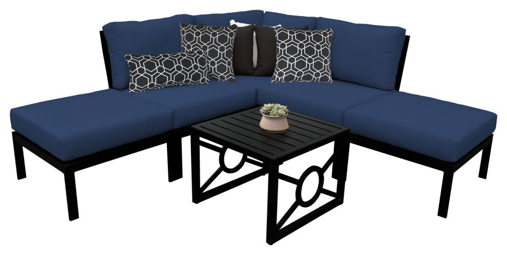 kathy ireland Madison Ave. 6 Piece Aluminum Patio Furniture Set 06b, Midnight