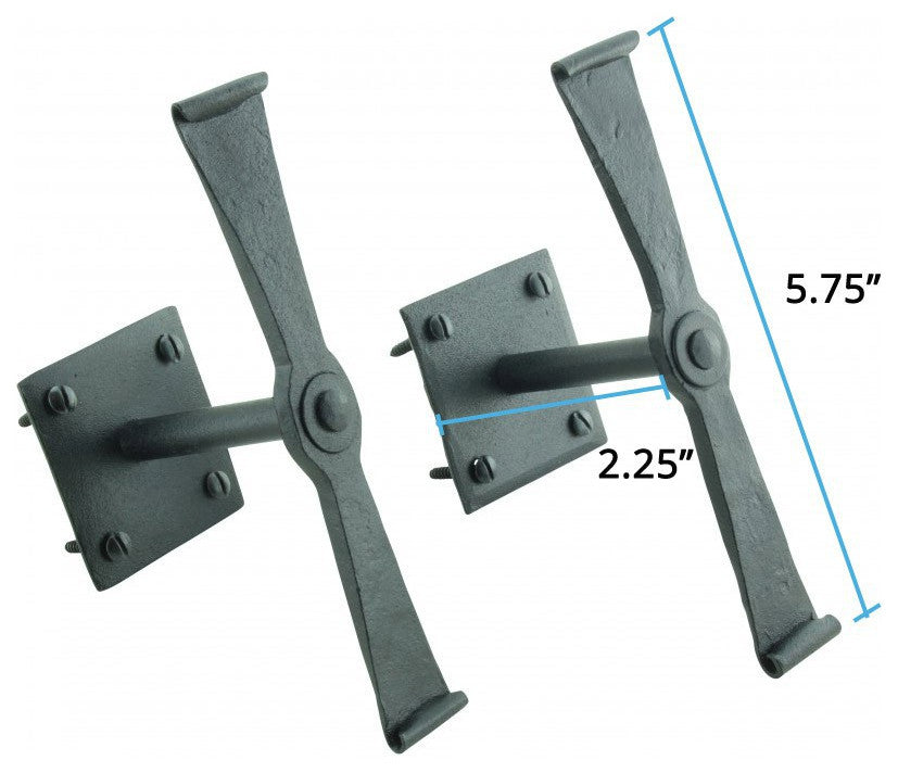 Black Wrought Iron Shutter Dog Holders 5.8" L Propeller Rust Resistant Pack of 2