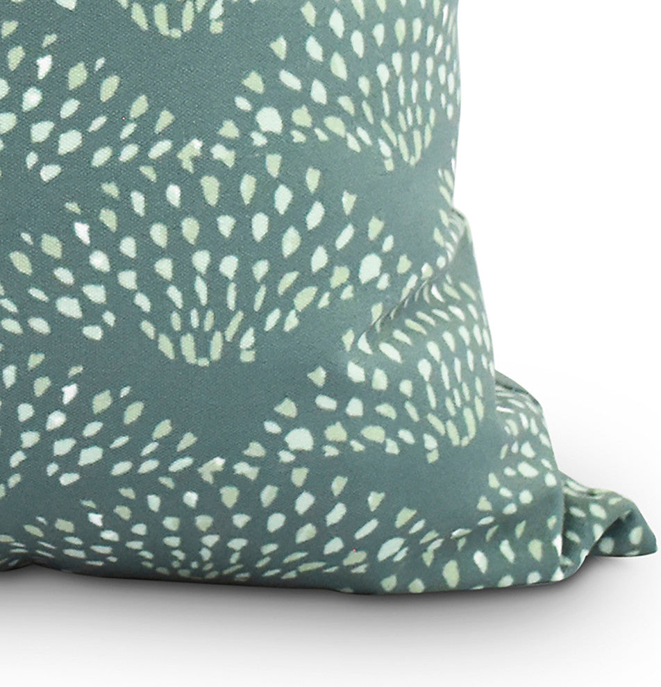 Fan Dance 20" Green Geometric Print Decorative Throw Pillow