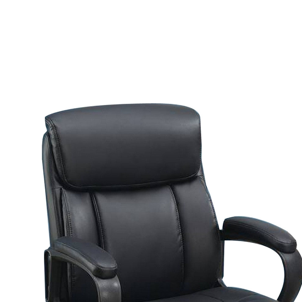Office Chair with Top Padded Back and Casters, Black