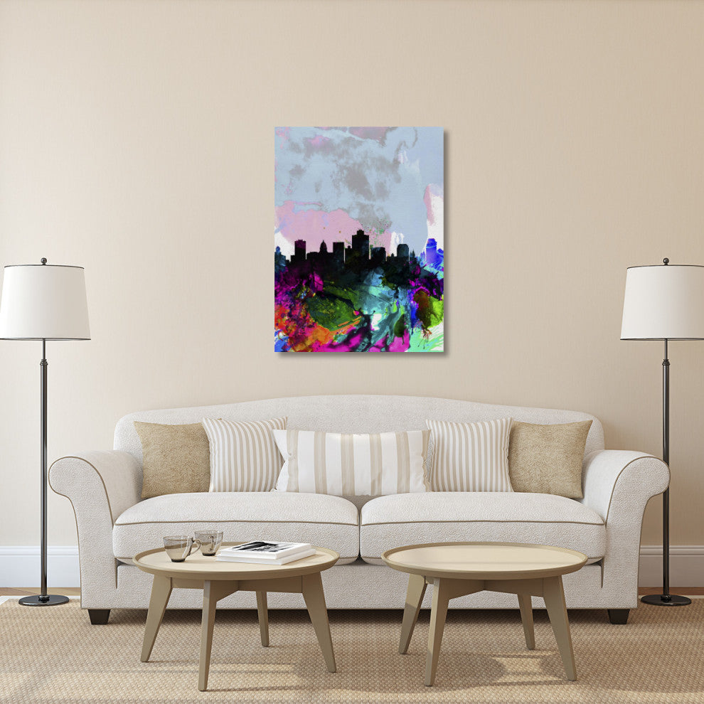 "Salt Lake City Watercolor Skyline" Fine Art Print