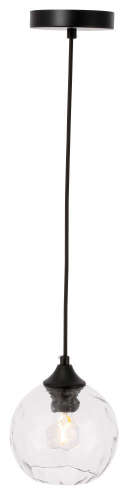Black Finish And Clear Glass 1-Light Pendant