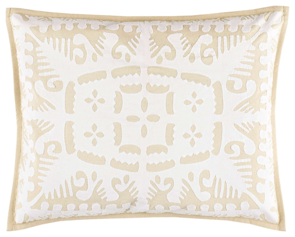 Knight Wood Cutwork Natural Sham, King