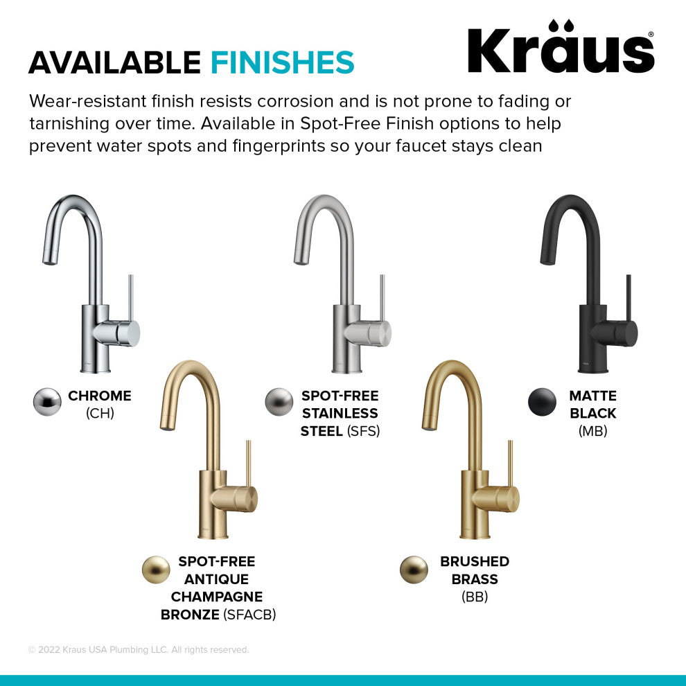 Oletto 1-Hole Kitchen Bar Faucet, Spot Free BB