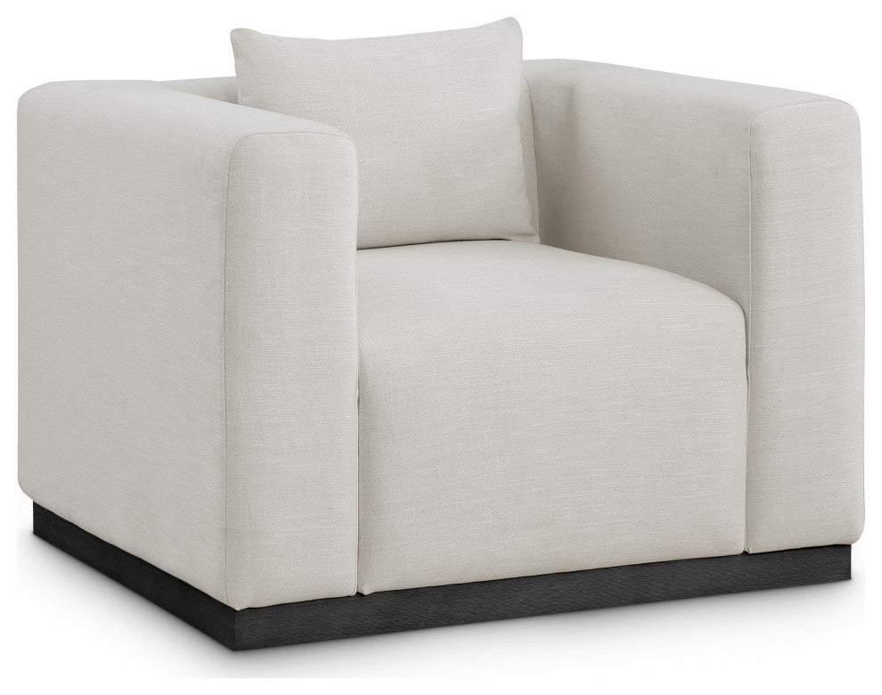 Alfie Linen Textured Fabric Upholstered Chair, Beige