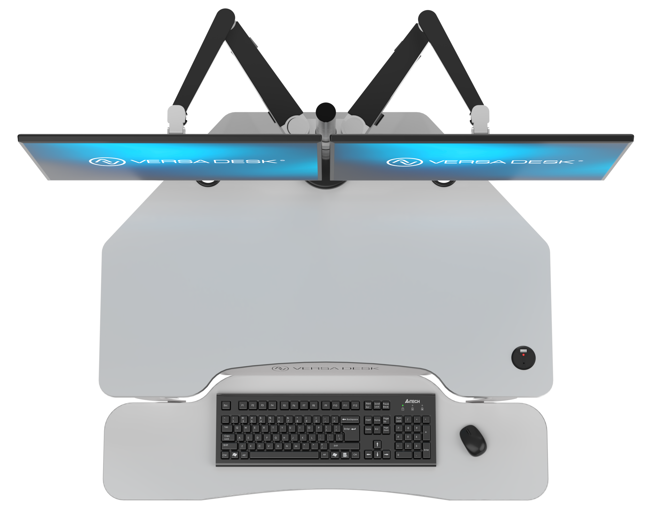 VersaDeskÂ® PowerProÂ® Corner Electric Standing Desk Converter with USB Charging, White