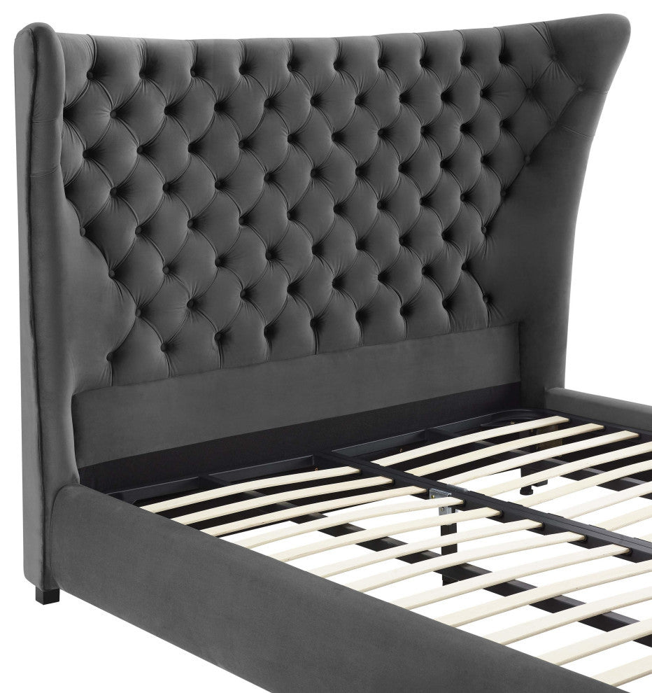 TOV Furniture Sassy Grey Velvet Queen Bed