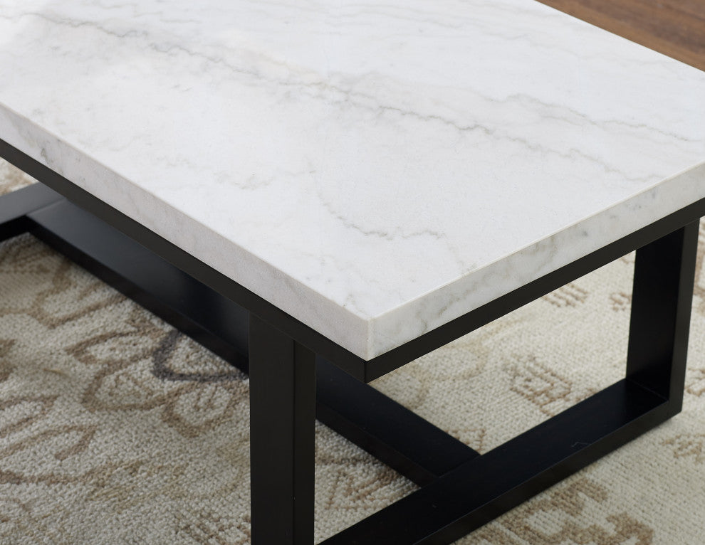 Lucca White Marble Top Cocktail Table