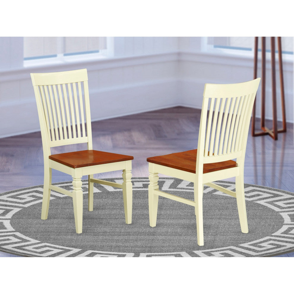 Weston Dining Chair, Slatted Back, Black- Set of 2, Buttermilk and Cherry