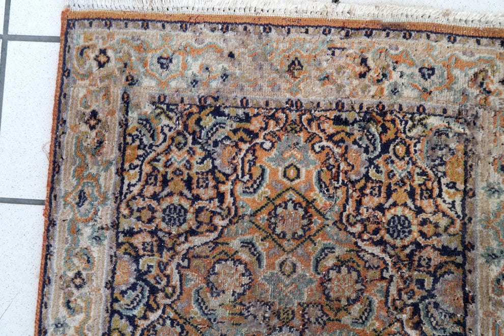 Handmade Vintage Indo-Tabriz runner 1.9'x5.8', 60cmx177cm 1970s