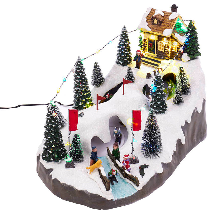 Motion LED Christmas Skiing Village