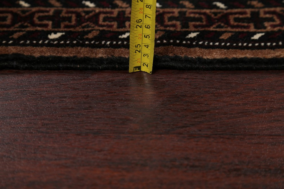 Balouch Geometric Persian Handmade Square Oriental Area Rug, Brown, 3'4"X2'9"