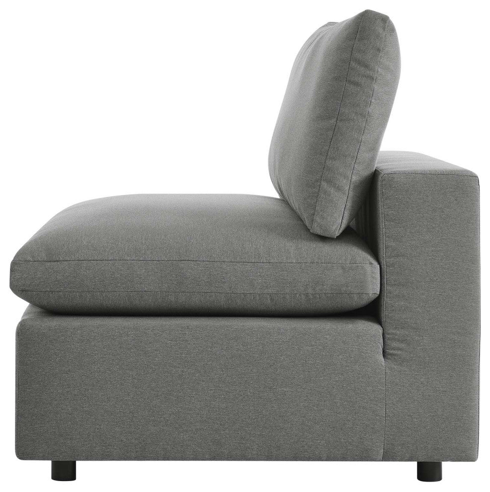 Modular Lounge Sofa Middle Chair, Charcoal Gray, Modern, Outdoor Patio