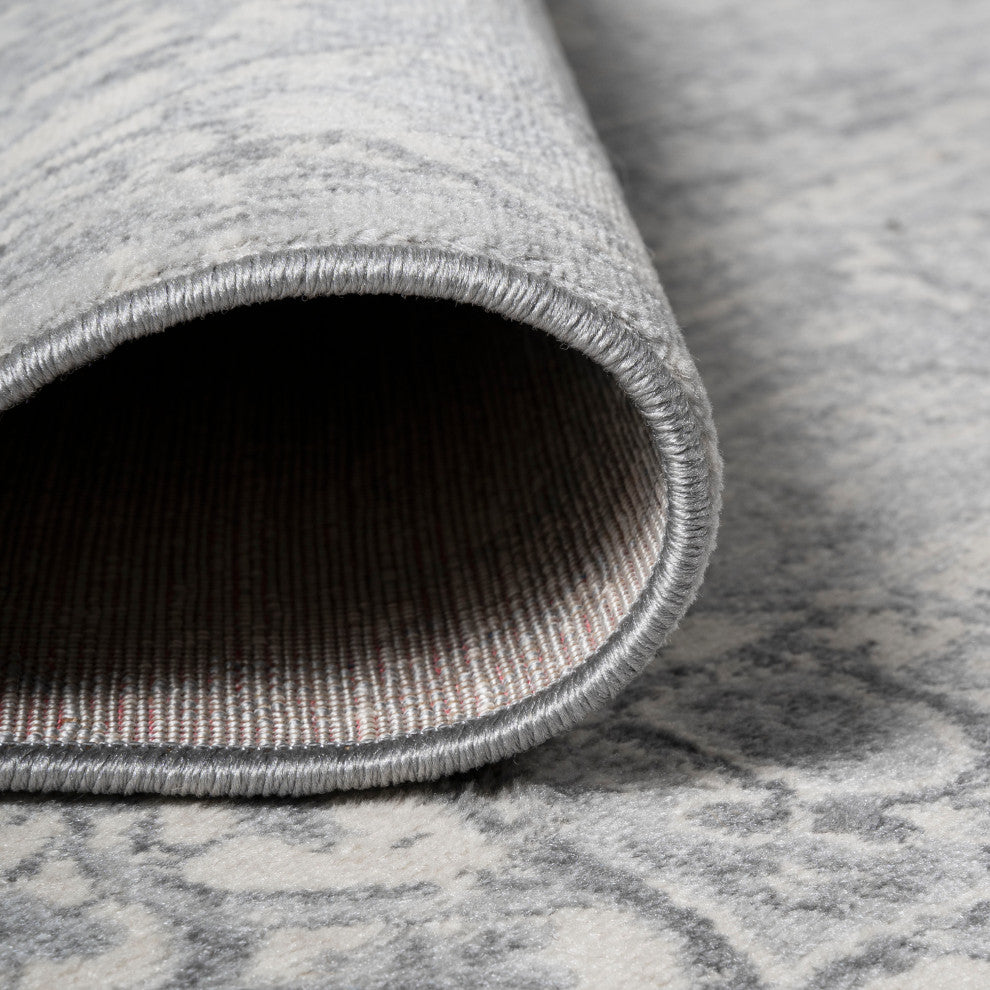 Modern Persian Vintage Moroccan Medallion Area Rug, Light Gray, 8x10