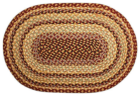 Earth Rugs C-357 Burgundy / Gray / Cream Oval Braided Rug 27" x 45"