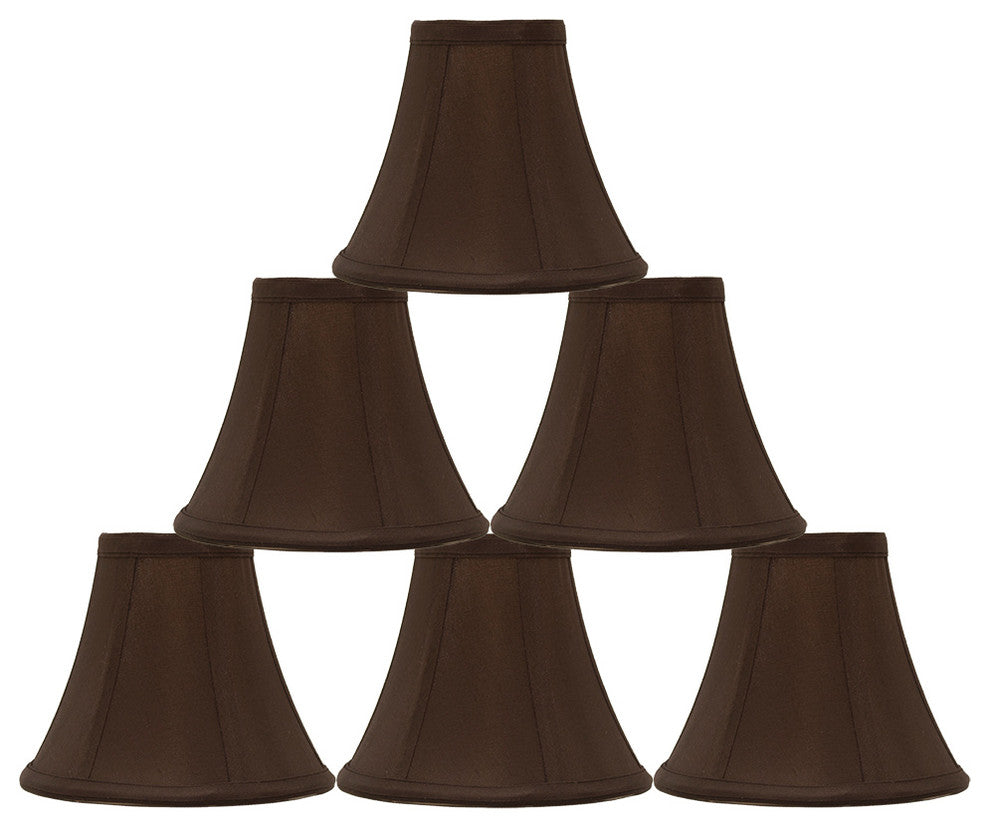 Silk Bell Chandelier Lamp Shade, 3x6x5", Chocolate, Set of 6