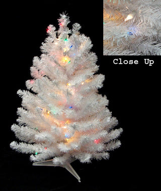 1.5' Pre-Lit Frosted Artificial Christmas Tree Multicolor Lights