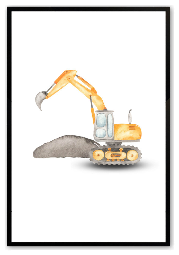 Satin Black 24" x 36" Construction Vehicles, Set of 3