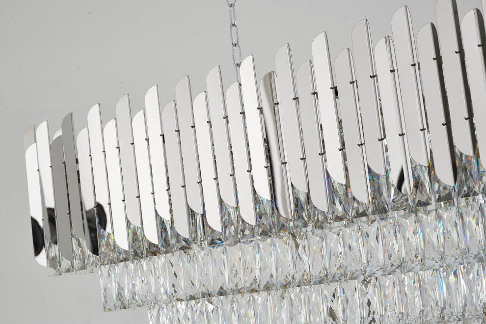 14-Light Chrome Stainless Steel Chandelier With Clear Crystal