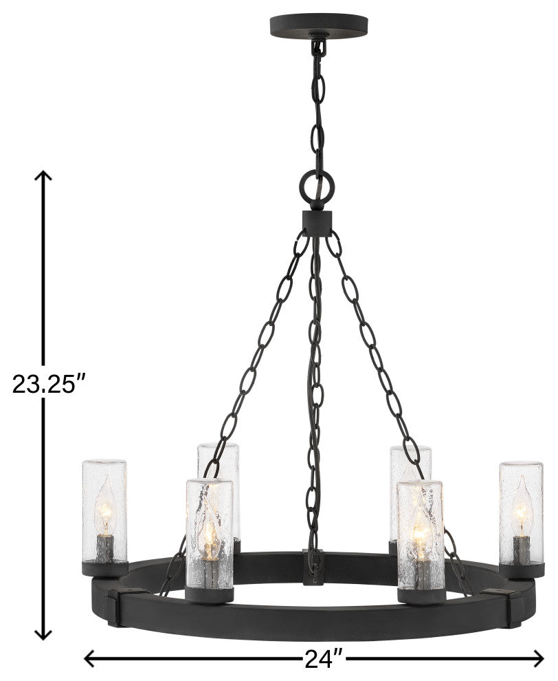 Hinkley Sawyer Medium Single Tier Chandelier 12V, Black