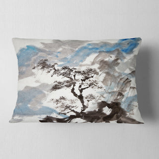 Chinese Pine Tree Trees Throw Pillow, 12"x20"