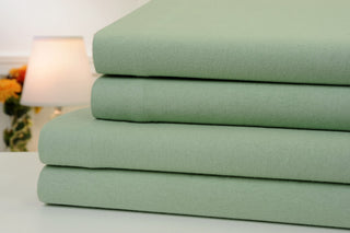 Bibb Home 4-Piece Solid Flannel Sheet Set, Sage, King