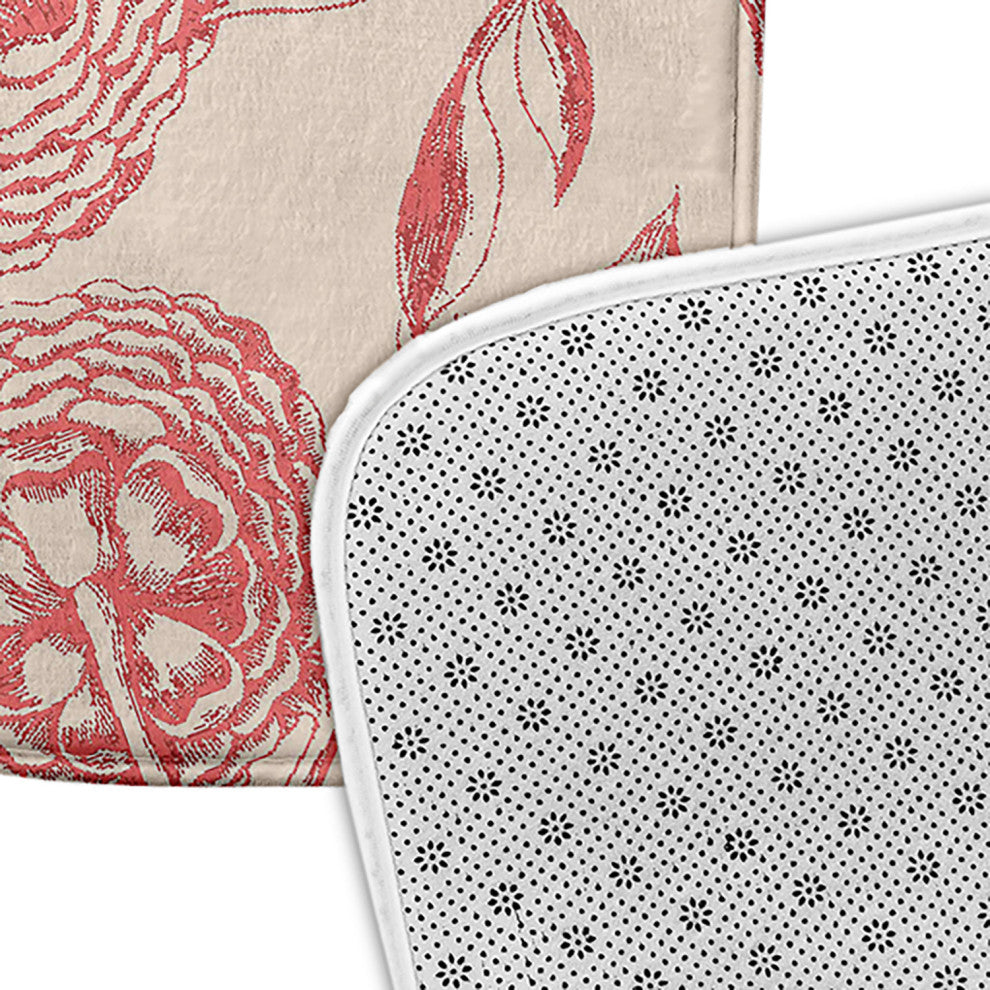 24" x 17" Antique Flowers Bathmat, Blush Coral
