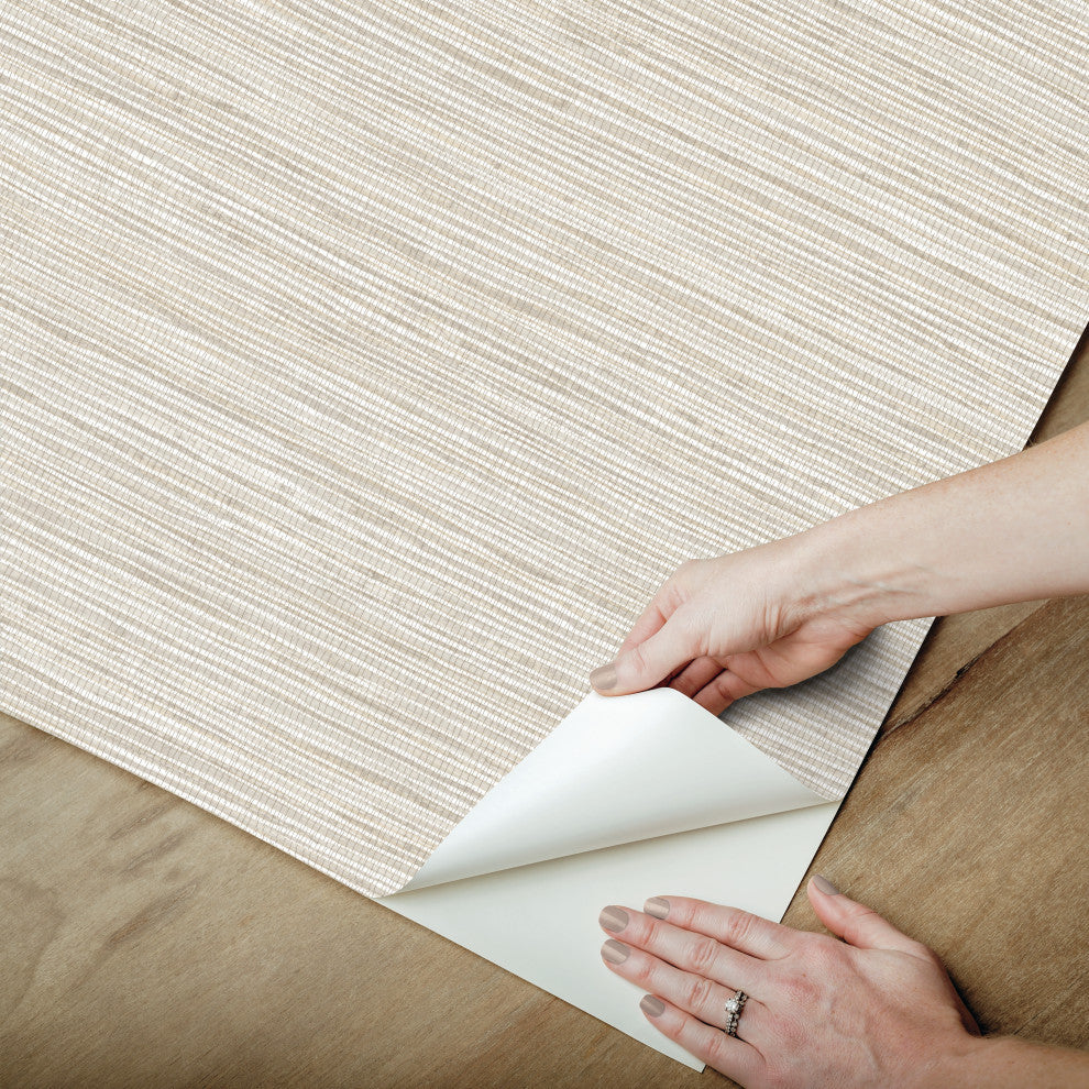 Neutral Dimensional Grasscloth Peel and Stick Wallpaper