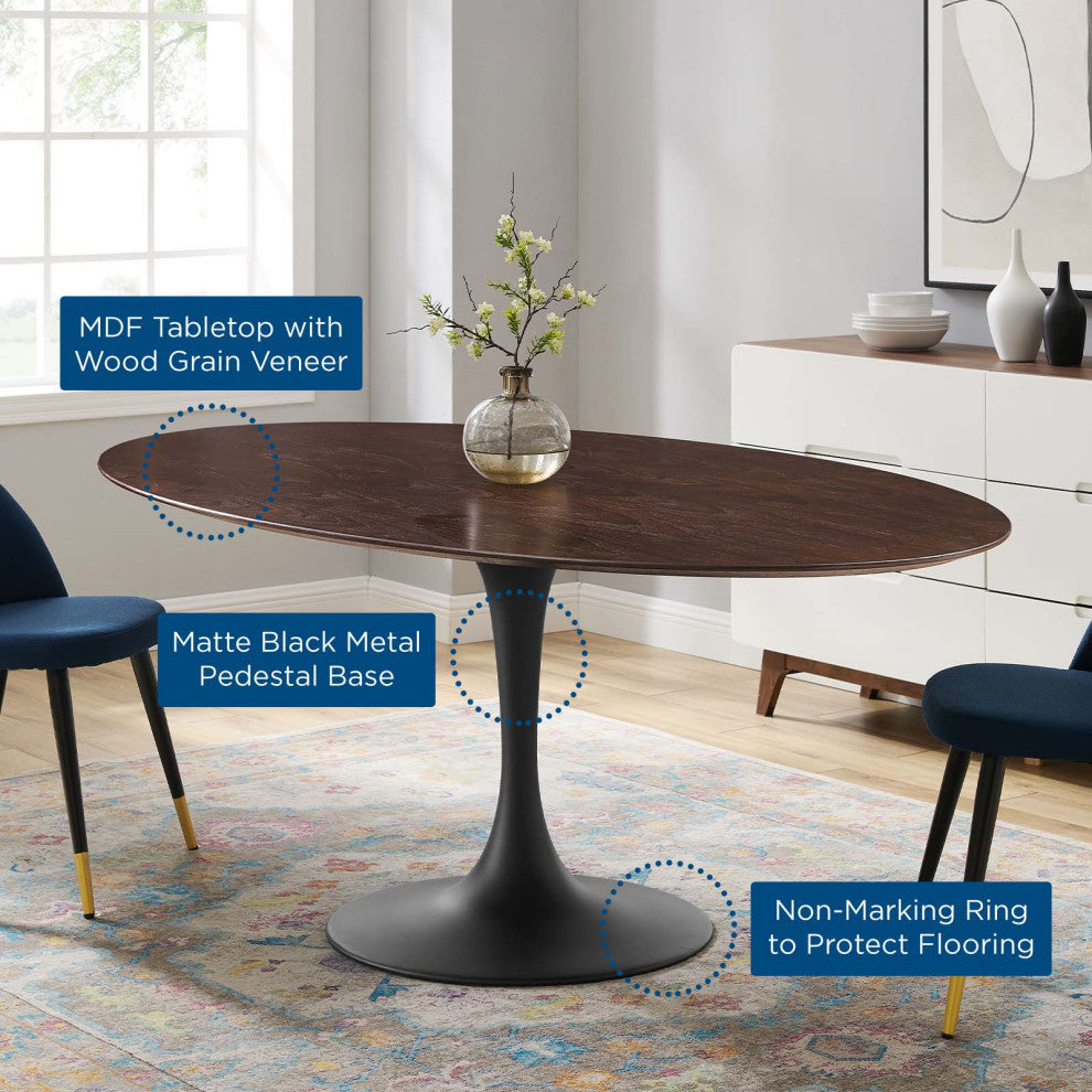 Dining Table, Oval, Wood, Black Dark Brown, Cafe Bistro Restaurant Hospitality