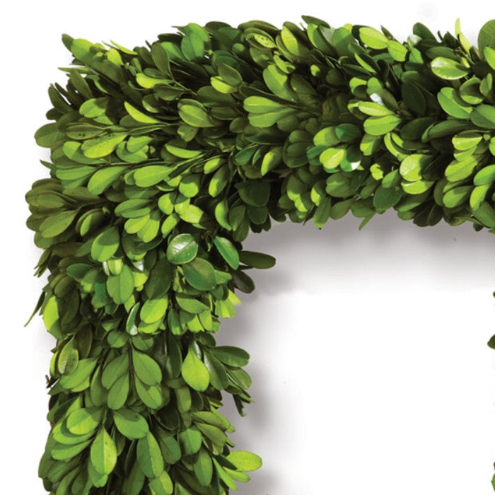 Square 16in English Boxwood Wreath Topiary Greenery Natural Classic Hanging Door