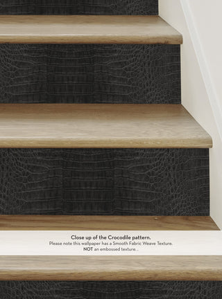 Crocodile Peel and Stick Stair Riser Strips, Black, 48"w X 7"h, 6 Pack
