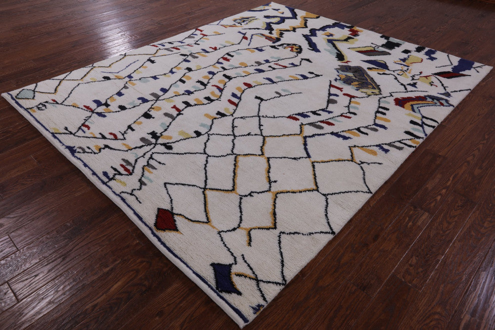 8' 0" X 9' 10" Moroccan Handmade Wool Rug Q9276